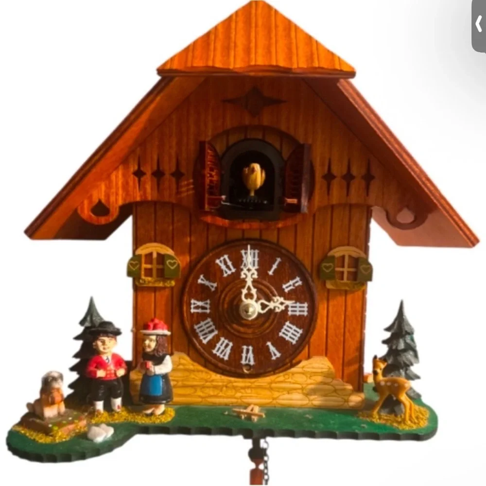 Authentic vintage Black Forest cuckoo clock traditional chalet style